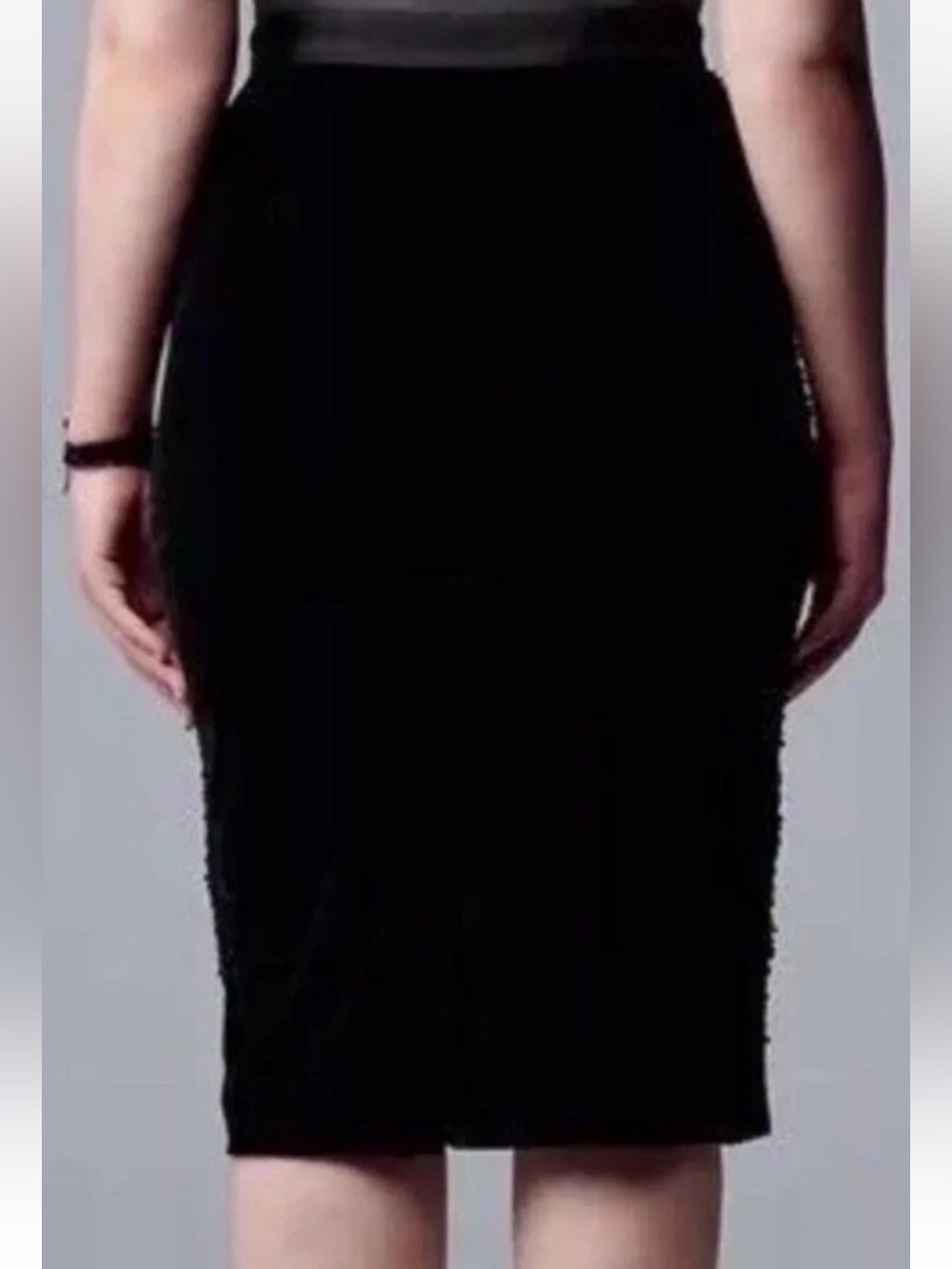 NWT SIMPLY VERA WANG Black Sequin Front velvet Velour Pencil Skirt Womens XXL - Picture 2 of 8